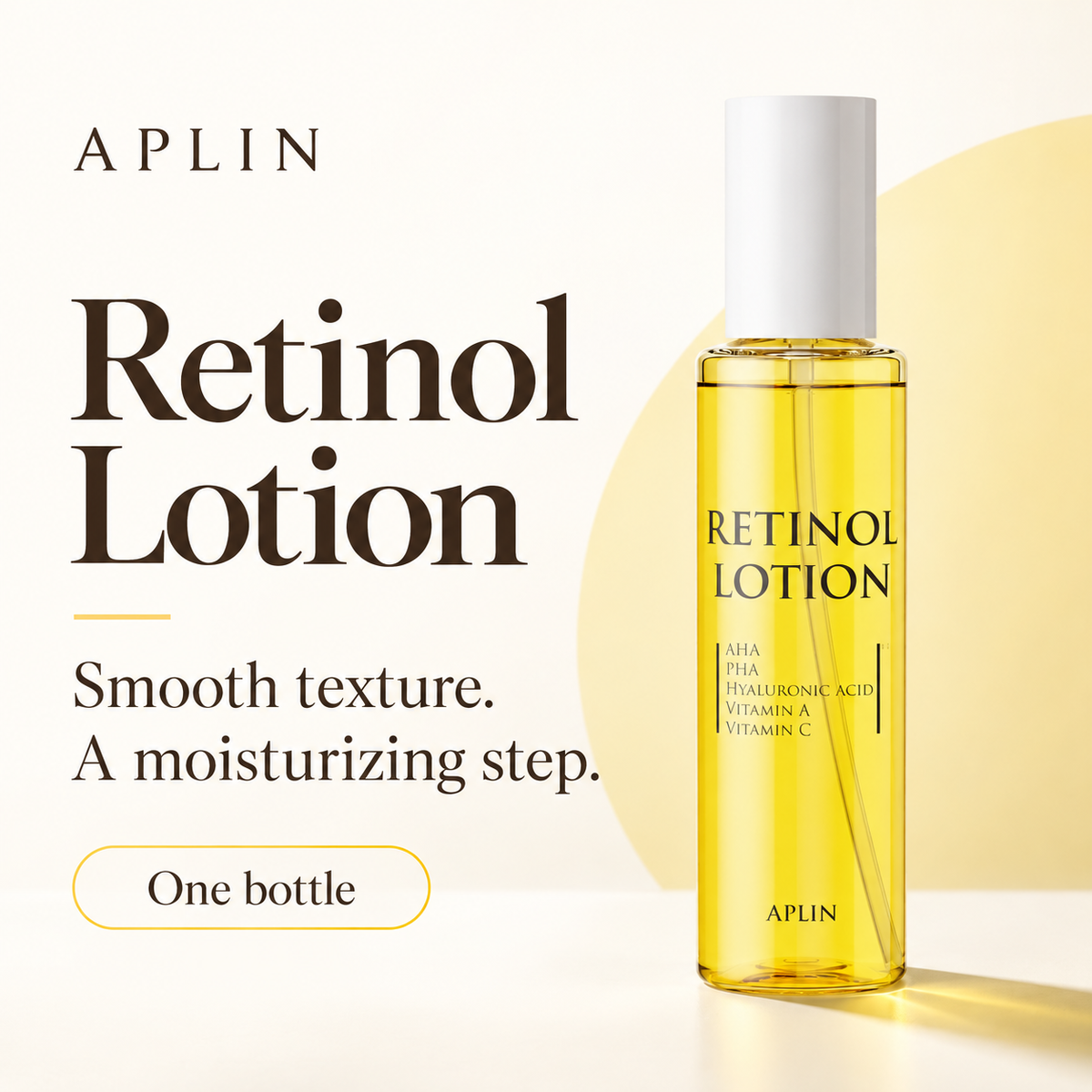 APLIN Retinol Lotion with smooth texture and a moisturizing role, one bottle.